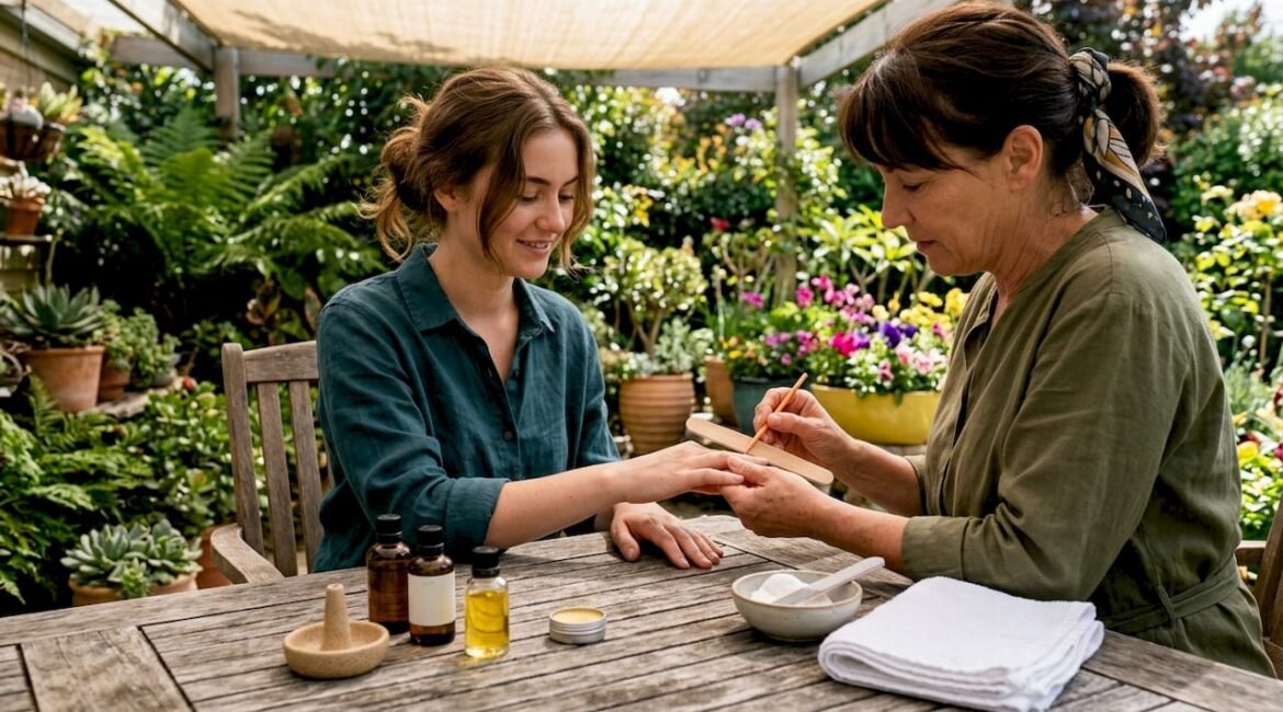 Manicure dall’effetto naturale in un salone accogliente e pieno di luce