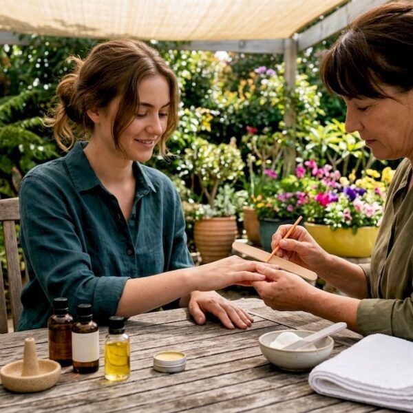 Manicure dall’effetto naturale in un salone accogliente e pieno di luce