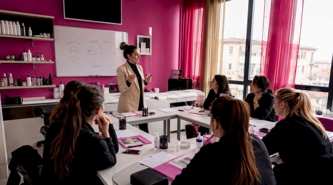 L’insegnante guida gli studenti nella scoperta delle principali tecniche estetiche durante una lezione in classe.