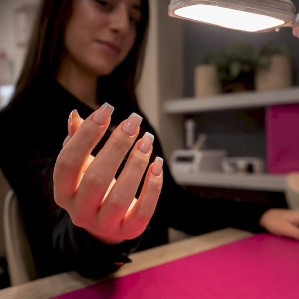 Ricostruzione unghie French con muretto su modella