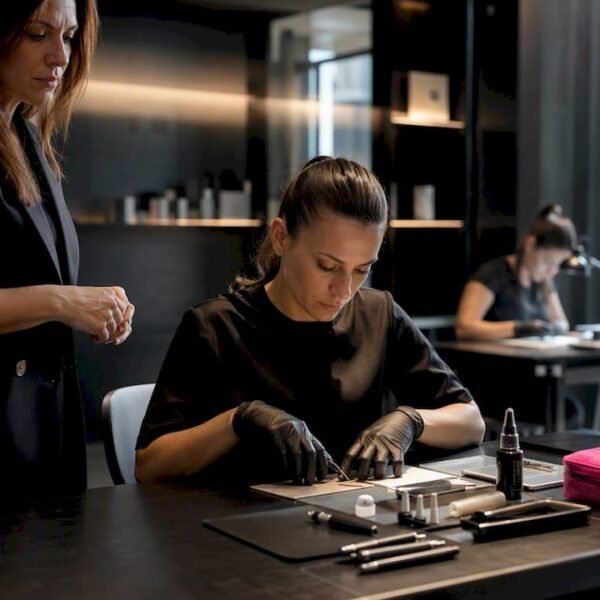 Lezione pratica di trucco permanente presso l'accademia