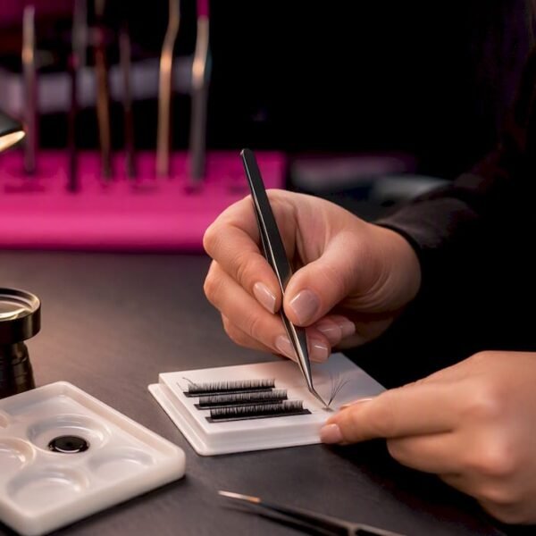 La lash artist realizza un ventaglio per il volume russo