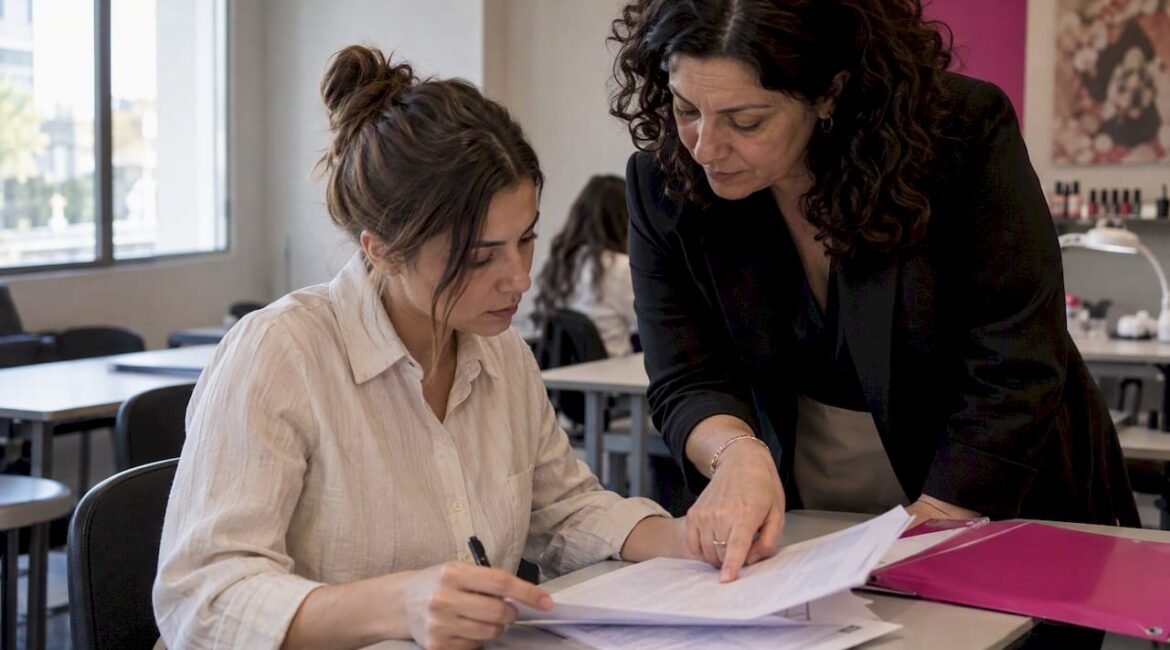 La candidata verifica i requisiti per l'iscrizione al corso